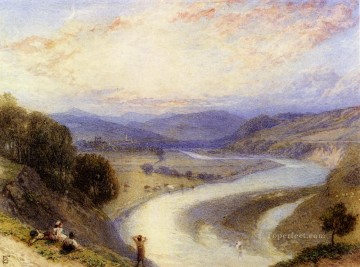 メルローズ修道院 ツイードの岸辺からの風景 ビクトリア朝のマイルズ・バーケット・フォスター Oil Paintings